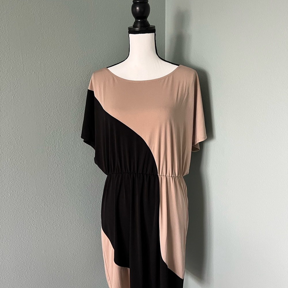 Elegant Black and Tan Women's Dress Laundry By Design Dress Size L